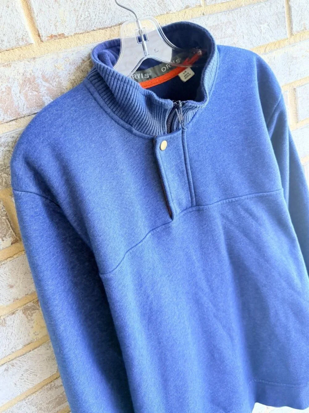 ORVIS Long Sleeve 1/4 Zip Blue Pullover Camping Sweatshirt Men's Size L